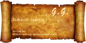 Gubics Gyula névjegykártya